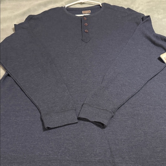 Men's Navy Long Sleeve Henley Shirt - Picture 6 of 6